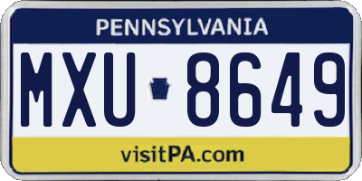 PA license plate MXU8649