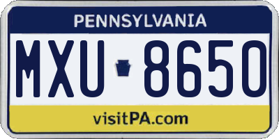 PA license plate MXU8650