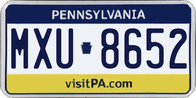PA license plate MXU8652