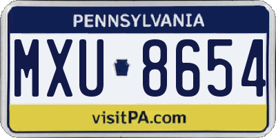 PA license plate MXU8654