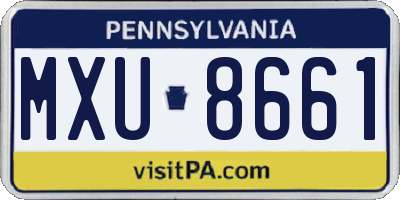 PA license plate MXU8661
