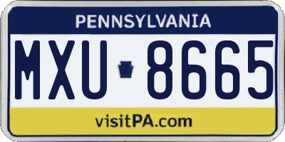 PA license plate MXU8665