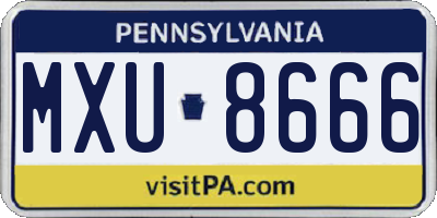 PA license plate MXU8666