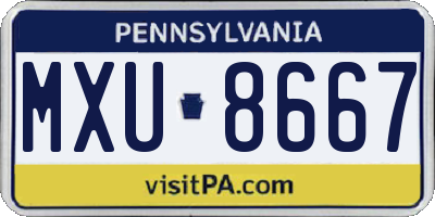 PA license plate MXU8667