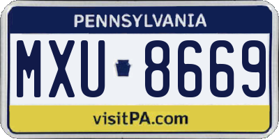 PA license plate MXU8669