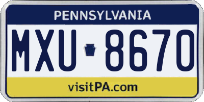 PA license plate MXU8670