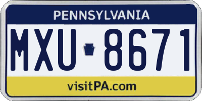 PA license plate MXU8671