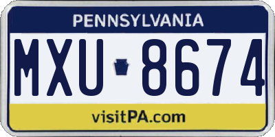 PA license plate MXU8674
