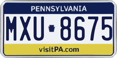 PA license plate MXU8675