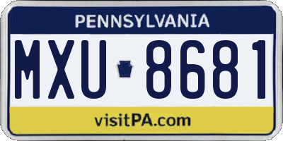 PA license plate MXU8681