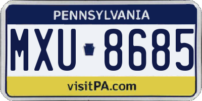 PA license plate MXU8685