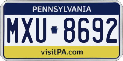PA license plate MXU8692