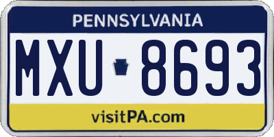 PA license plate MXU8693