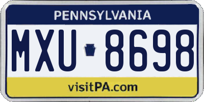 PA license plate MXU8698