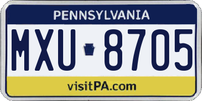 PA license plate MXU8705