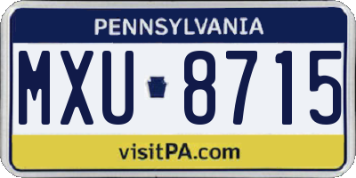 PA license plate MXU8715