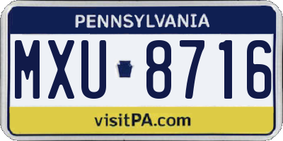 PA license plate MXU8716