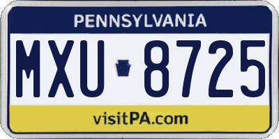 PA license plate MXU8725