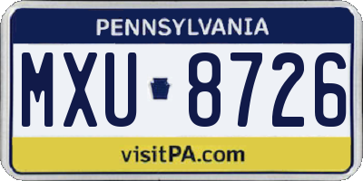 PA license plate MXU8726