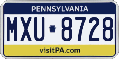 PA license plate MXU8728