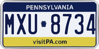 PA license plate MXU8734