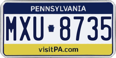 PA license plate MXU8735
