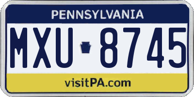 PA license plate MXU8745