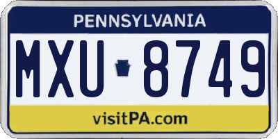 PA license plate MXU8749