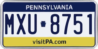 PA license plate MXU8751