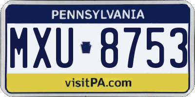 PA license plate MXU8753