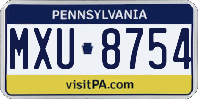 PA license plate MXU8754