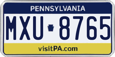 PA license plate MXU8765