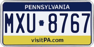 PA license plate MXU8767