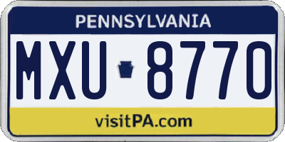 PA license plate MXU8770