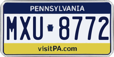 PA license plate MXU8772