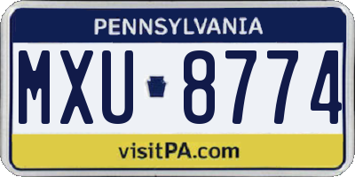 PA license plate MXU8774