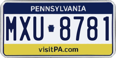 PA license plate MXU8781
