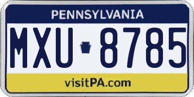 PA license plate MXU8785