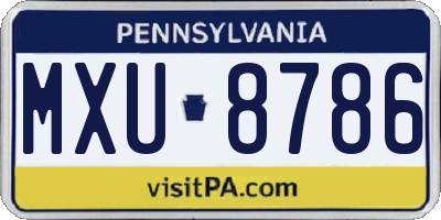 PA license plate MXU8786