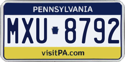 PA license plate MXU8792