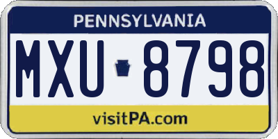 PA license plate MXU8798