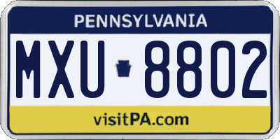 PA license plate MXU8802