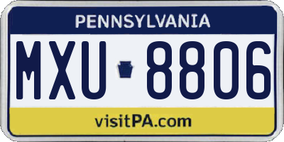 PA license plate MXU8806