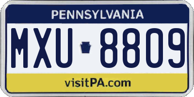 PA license plate MXU8809