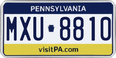 PA license plate MXU8810