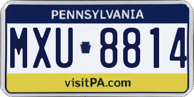PA license plate MXU8814
