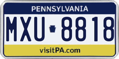 PA license plate MXU8818
