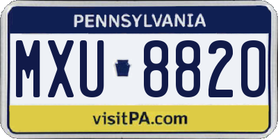 PA license plate MXU8820