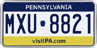 PA license plate MXU8821