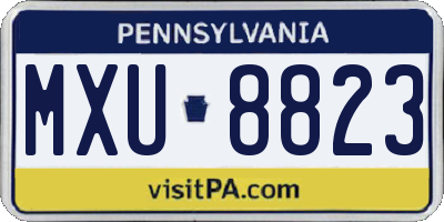 PA license plate MXU8823